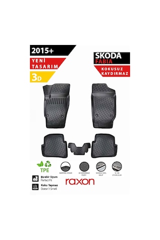 Skoda Fabia 2015+ 3d Havuzlu Paspas Tam Uyumlu Su Geçirmez, Kaymaz