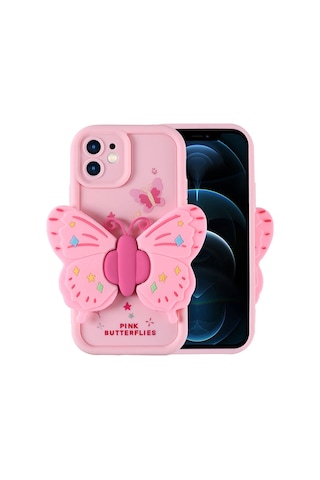 Apple Uyumlu iPhone 12 Uyumlu Kılıf Kamera Korumalı Figür Tasarımlı Zore Kapya Kapak-pembe Açık Pembe Açık -