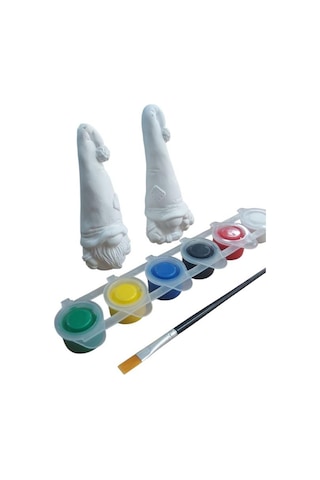 Ehobici Taş Boyama Seti Gnome Cüceler 6 Renk Akrilik Boya 5ml + Fırça