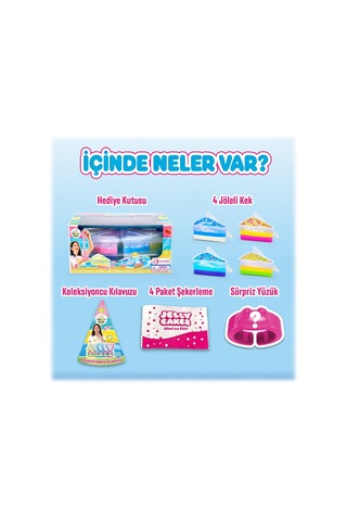 Jelly Cakes 4'lü Paket Seti Squishy 3 Katmanlı Sıkmalık Sürpriz Yüzüklü Pasta Dilimli Duyusal Slime Çok Renkli