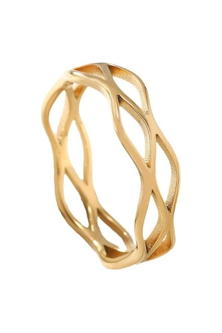 Chavin Çelik Gold Sarmal Model Bayan Yüzük Ev29sr 001