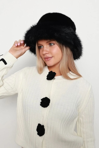 Kadın Peluş Bucket Kalpak Şapka 1143 Rkş-14 Siyah Siyah