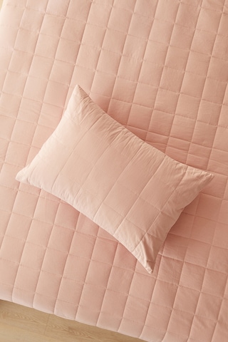 Ocean Home Textile %100 Pamuk Kumaş Kapitoneli Pembe Çok Amaçlı Tek Kişilik Yatak Örtüsü Seti 1 Adet 180 X 230 / 1 Adet 50 X 70 Cm