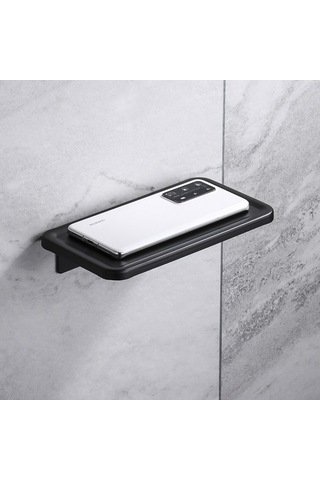 Skycity Banyo Alüminyum Kağıt Torba Tutucu - Telefon Tutucu Fonksiyonu İle, Delme Olmayan/delme İki Kullanıma Uygun, Modern Minimalist Tasarım Siyah G Modeli Diğer