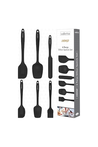 Valletta Drongo 6 Parça Silikon Spatula Seti Siyah