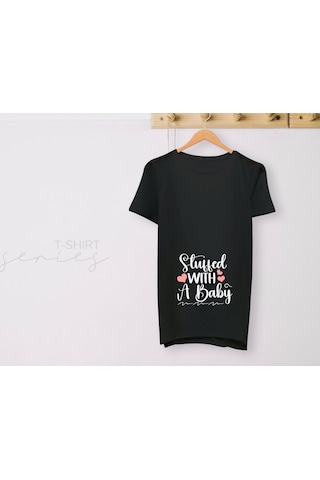 Bk Gift Espri Tasarımlı Siyah Hamile Tişörtü, Hamileye Hediye, Yeni Anne Hediyesi, Arkadaşa Hediye-15 001