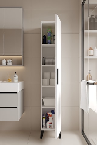 Mundo Tek Kapılı Banyo Dolabı Çok Amaçlı Dolap - Beyaz Beyaz