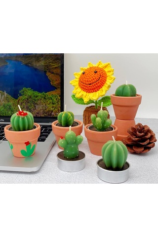 12 Adet Kaktüs Tealight Mumlar Gelin Partisi Hediyeleri Boho Meksika Parti Dekorasyonları Sukulent Mum Mini Çay Işı Çok Renkli