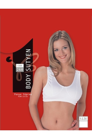 Beyaz Kalın Askılı Body Sütyen % 100 Pamuklu 3lü Paket 260-3b Beyaz