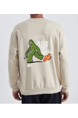 Unisex Oversize No7 Sweatshirt Taş