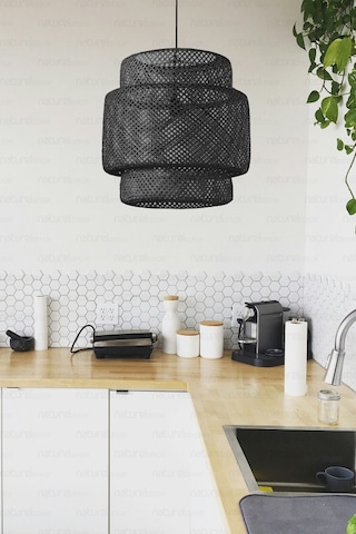 Bambu Siyah Avize 50 Cm- Bohem, İskandinav, Modern, Rattan, Sinnerlig, Aydınlatma Siyah
