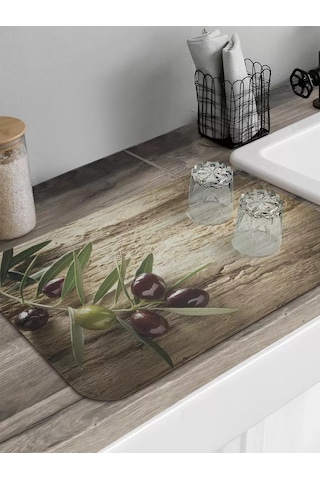 Joyarty Dikdörtgen Bulaşık Kurutma Matı "zeytin Dalı" 241485881 Kahverengi