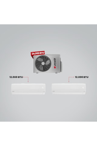 Arçelik 1+2 Multi Sistem 24100 MD Pro Dış Ünite 12.000 Btu Beyaz İç Ünite + 12.000 Btu Beyaz Iç Ünite Duvar Tipi Klima