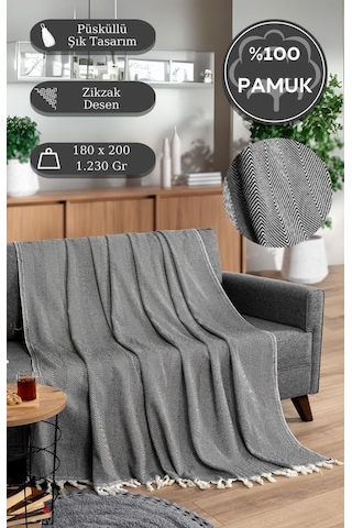 Battaniye Pamuk Miren 180x200 Cm Siyah