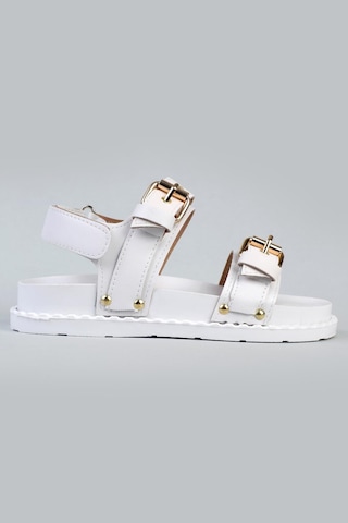 Shoetek Tarisa Kadın Sandalet Bantlı Beyaz Deri Beyaz