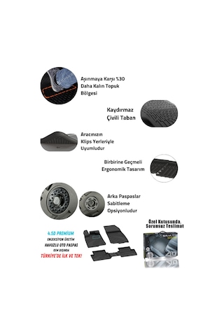 Peugeot 3008 Hybrid 2024+ Uyumlu 4.5d Premium Havuzlu Oto Paspas - Peugeot 3008