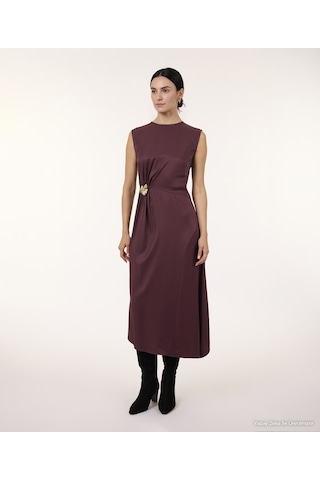 Yargıcı Dar Bisiklet Yaka Kolsuz Elbise 26kkel7069x 016 Bordo