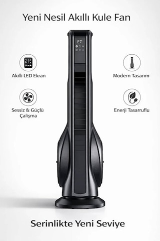 70w Turbo Akıllı Kule Fan Vantilatör 3 Kademeli Uzaktan Kumandalı Hava Temizleme Özellikli