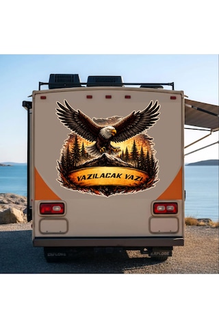 Kişiye Özel Vahşi Kartal Sticker - Vahşi Hayat 4x4 Off Road Adventure Sticker - Araba Oto Motosiklet Karavan Cam Sticker - 00335 10X9 Cm