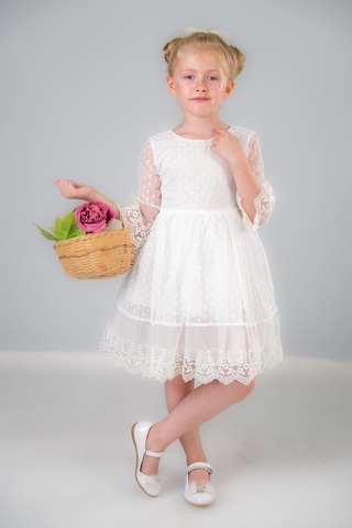Mnk Baby & Kids Dream Luxury Dantel Kız Çocuk Elbise Mnk0327 Beyaz