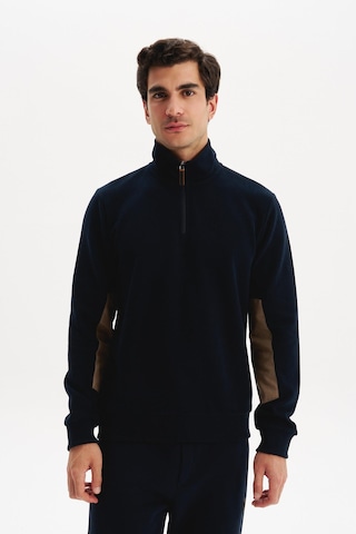 AR-MA Arma Erkek Pamuk Polyester Karışımlı Selanik Kumaş Yarım Fermuar Dik Yaka Sweatshirt Kazak K30404698002 Lacivert