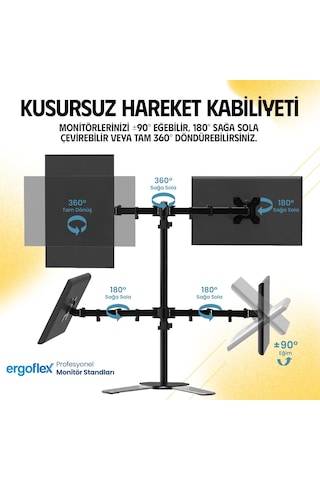 Ergoflex EF44 Steel Design 2-8 KG Quad Ekran Asansörlü 13'' - 27'' Desktop Monitör Standı
