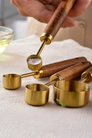 Perotti Vasto Gold Ahşap Saplı 4 Lü Ölçü Kaşığı Küçük Boy 17742 Gold
