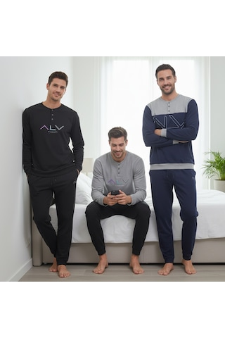 Bonbon Erkek Pamuklu Bohçalık Ve Çeyizlik 3 Adet 2'li Pijama Takımı Bb2481 Çok Renkli