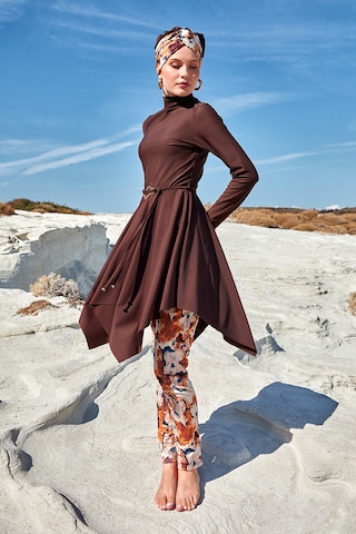 Likralı Tam Kapalı Tesettür Mayo 1122 Kahverengi Kahverengi