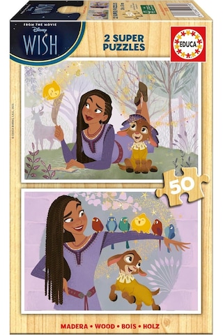 Educa 2x50 Parça Disney Wish Ahşap Kız Çocuk Puzzle - 4-6 Yaş 1 Adet