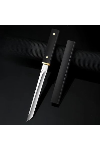 Valkyrie - Japon Şef Bıçağı Keskin Şerit Kamp Bıçak 20 Cm Kılıflı Ultra Hafif 43gr Meyve Sebze Et Doğrama Siyah