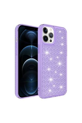Apple Uyumlu iPhone 12 Pro Max Uyumlu Airbagli Parlak Tasarımlı Zore Snow Kapak-mor -