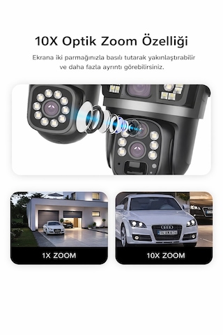 3 Motorize Kameralı 10x Optik Zoom Güneş Enerjili 4g Sım Kartlı Güvenlik Kamerası
