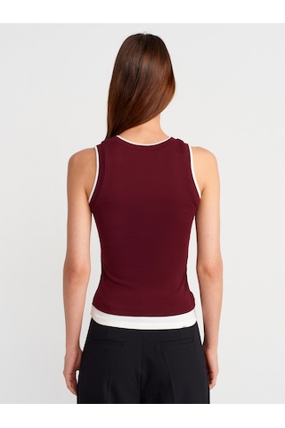 Dilvin 21086 Çift Görünümlü Kolsuz Top-bordo Bordo