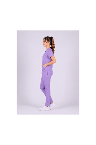 Üniforma Lila Hemşire Ve Doktor Forması Scrubs Takımı Likralı Alt Üst Üniforma Unisex Yarasa Kol