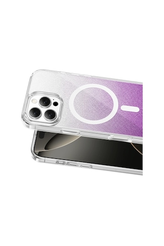 Onegif Apple iPhone Uyumlu 16 Pro Max Sora Simli Magsafe Kapak - Mor Çok Renkli