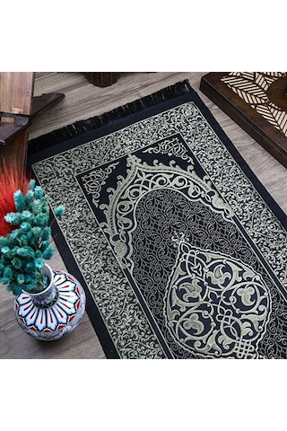 lik Umre Paketi Tafta Seccade, Pamuklu Şal, İnci Tesbih -siyah 329 Gr,30 33 Cm Etiket li Çok Renkli