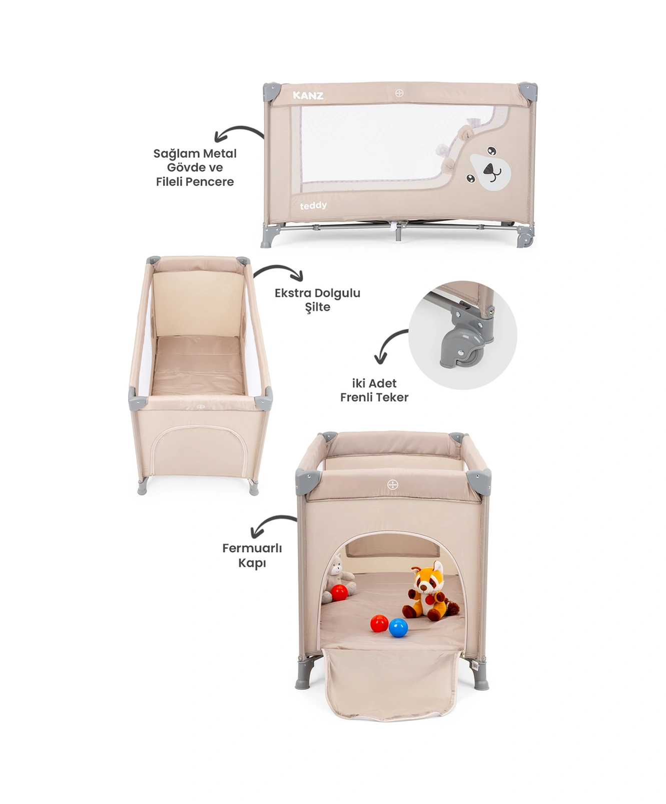 Kanz Teddy Oyun Parkı Ve Park Yatak Bej 60 X 120