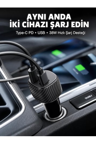 Hepsi 38w Oto Çakmaklık Araç Içi Şarj Cihazı Hızlı Şarj Uzun Ömürlü Yeni Nesil Najmaddin Diğer