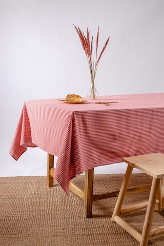 Wellstil Doku Keten Piti Pötikare Kareli Masa Örtüsü Kırmızı