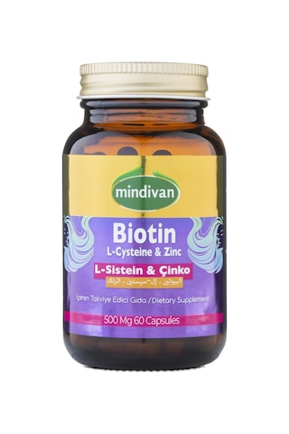 Mindivan Biotin & L-Sistein & Çinko 60 Kapsül 500 MG