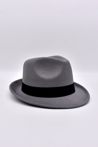 Külah Erkek Gri Keçe Trilby Fötr Şapka - Gri
