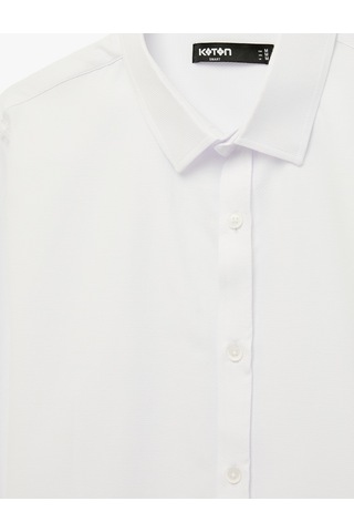 Koton Uzun Kollu Yarım İtalyan Yaka Slim Fit Klasik Gömlek Beyaz 6sam60103hw Beyaz