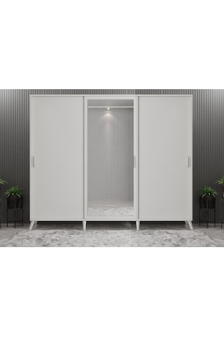 Beyzade Sürgülü Portmanto Vestiyer Beyaz  208 Cm