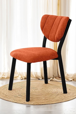 Nemeron Mutfak Masa Sandalyesi Kafe Restoran Yemek Odası Çizgili Yarmalı Sandalye Silinebilir Kiremit Kiremit