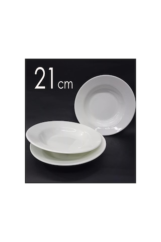 12 Adet Sağlam Beyaz Melamin Çukur Yemek Tabağı 21cm Ev Lokanta Tipi Porsiyon Sulu Yemek Haşlama Kab Beyaz