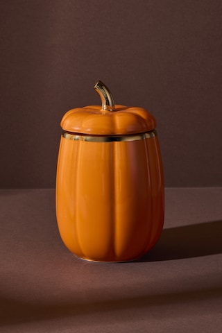 Balkabak S Kapaklı Porselen Kavanoz 13x8.5 Cm Beyaz