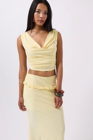 Degaje Yaka Crop Sarı