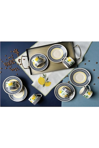 Porser Blue Zest Limon Pure Kahve Takımı 12 Parça