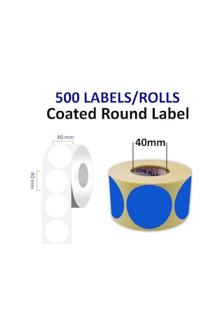 Kuşe Renkli Zemin Baskılı 40mm Çap Etiket 500 Adet
